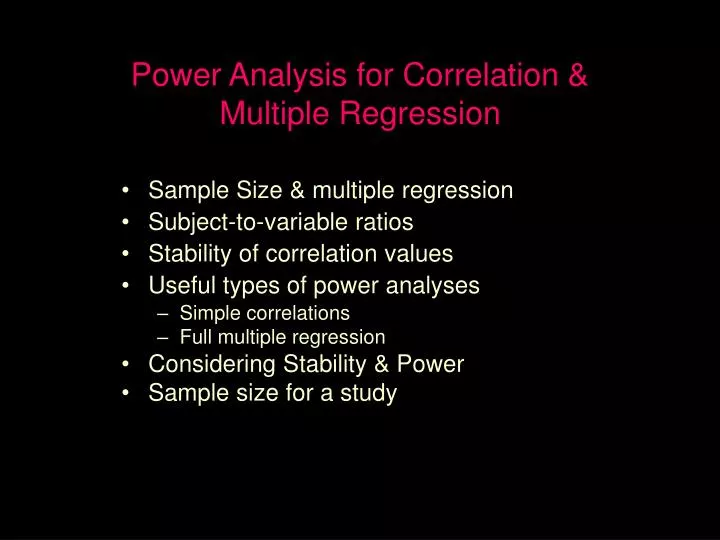 power analysis for correlation multiple regression