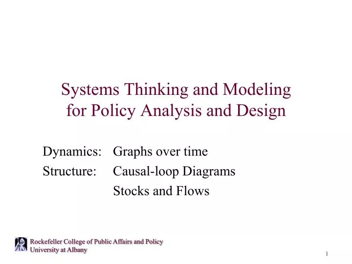 systems thinking and modeling for policy analysis and design
