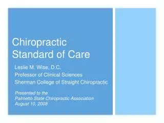 Chiropractic Standard of Care