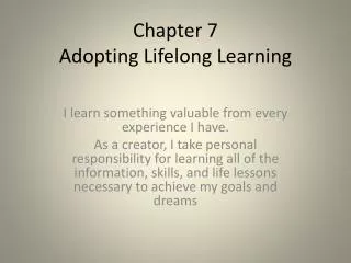 Chapter 7 Adopting Lifelong Learning