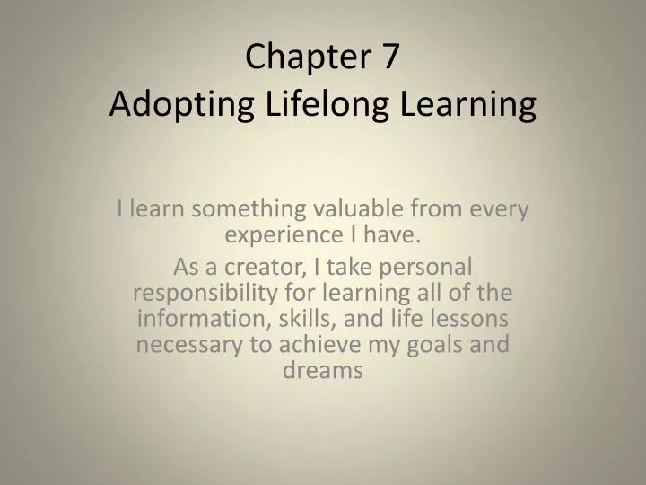 chapter 7 adopting lifelong learning