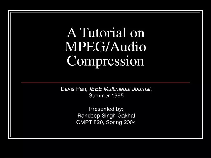 a tutorial on mpeg audio compression