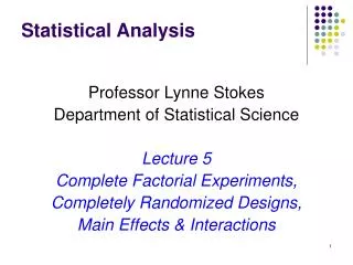 Statistical Analysis