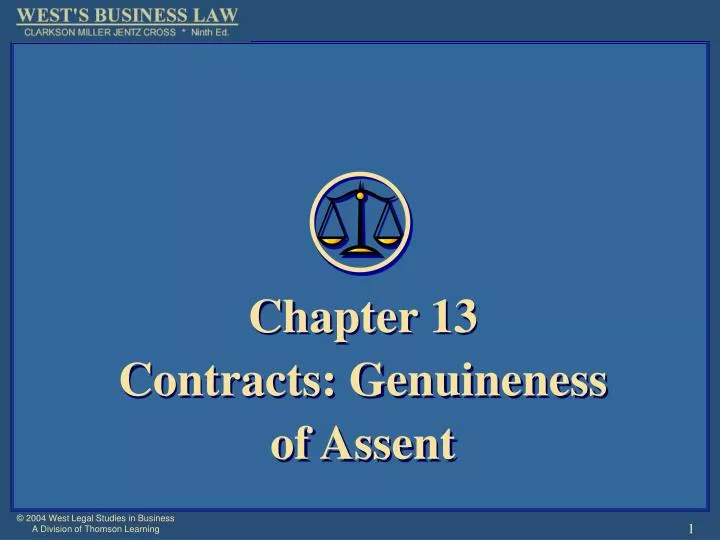 chapter 13 contracts genuineness of assent