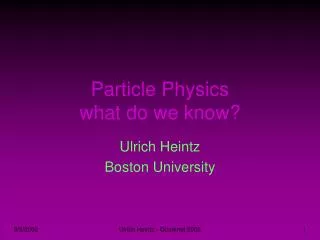 Particle Physics what do we know?