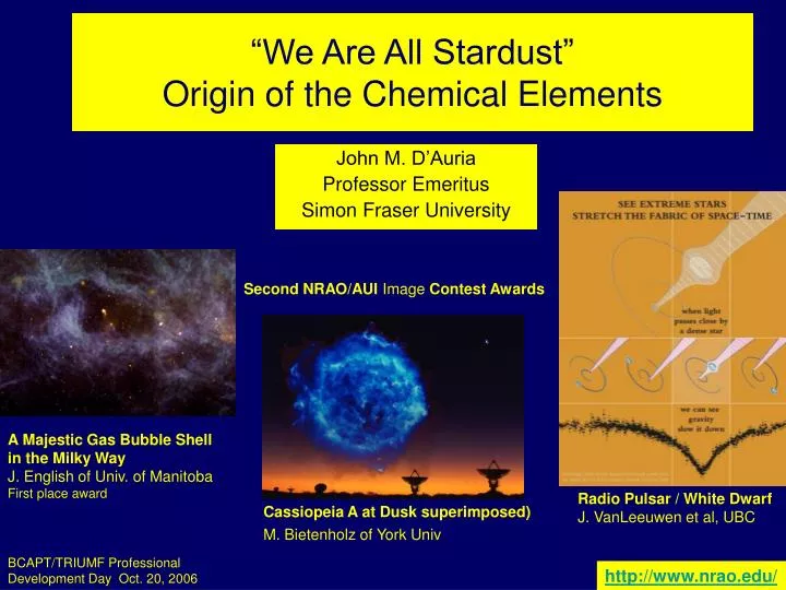 we are all stardust origin of the chemical elements