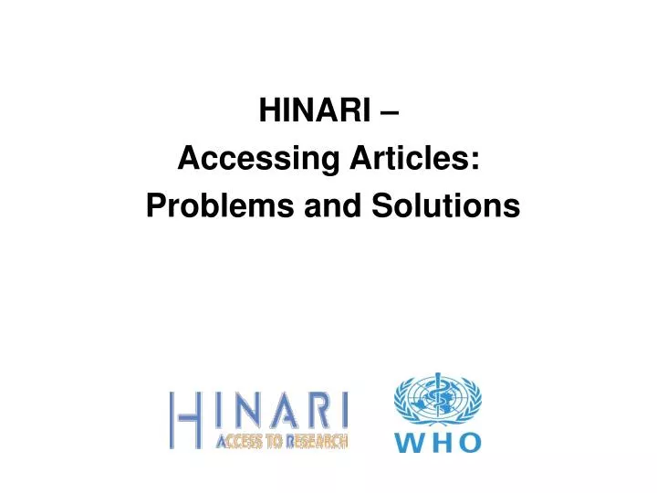 hinari accessing articles problems and solutions