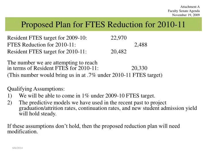 proposed plan for ftes reduction for 2010 11