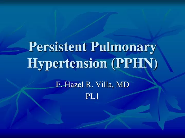 persistent pulmonary hypertension pphn