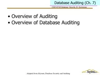 Database Auditing (Ch. 7)