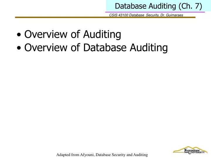 database auditing ch 7