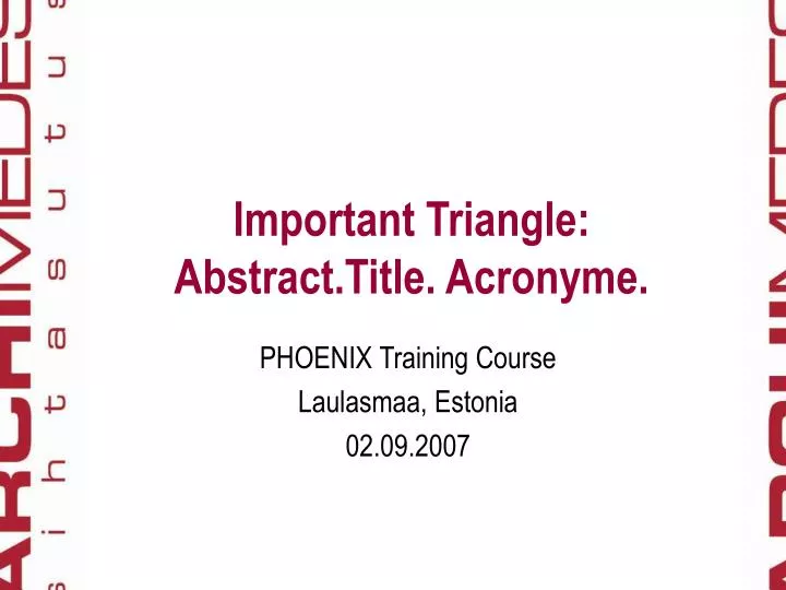 important triangle abstract title acronyme