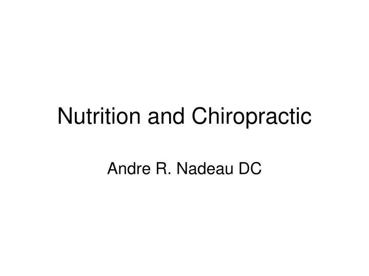 nutrition and chiropractic