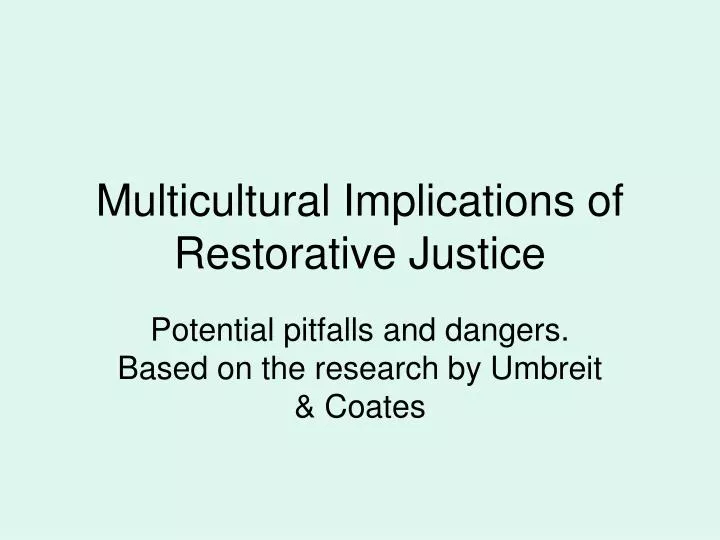 multicultural implications of restorative justice