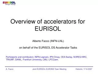 Overview of accelerators for EURISOL