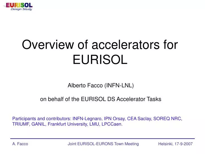 overview of accelerators for eurisol