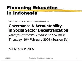 Financing Education in Indonesia