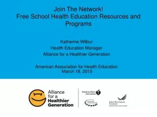 Join The Network! Free School Health Education Resources and Programs