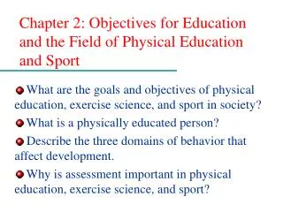 Chapter 2: Objectives for Education and the Field of Physical Education and Sport