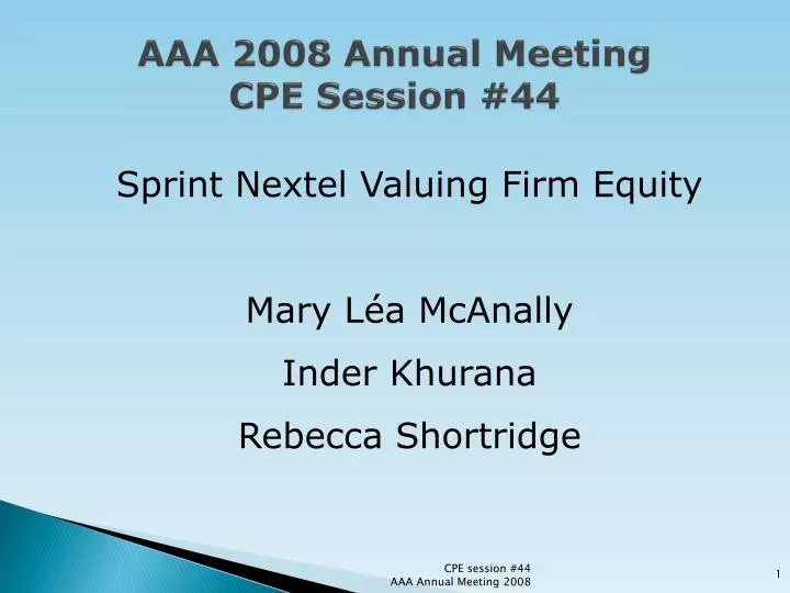 aaa 2008 annual meeting cpe session 44