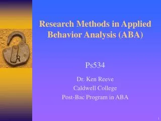 Research Methods in Applied Behavior Analysis (ABA)