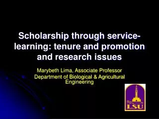 Scholarship through service-learning: tenure and promotion and research issues