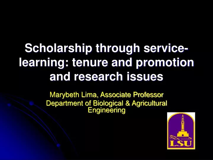 scholarship through service learning tenure and promotion and research issues