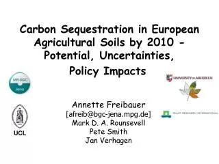 Carbon Sequestration in European Agricultural Soils by 2010 - Potential, Uncertainties, Policy Impacts