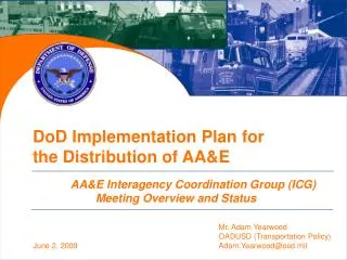 DoD Implementation Plan for the Distribution of AA&amp;E