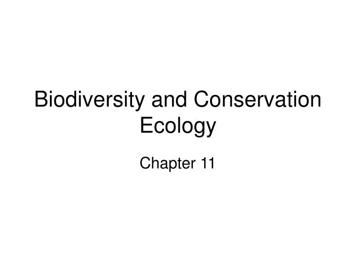 biodiversity and conservation ecology