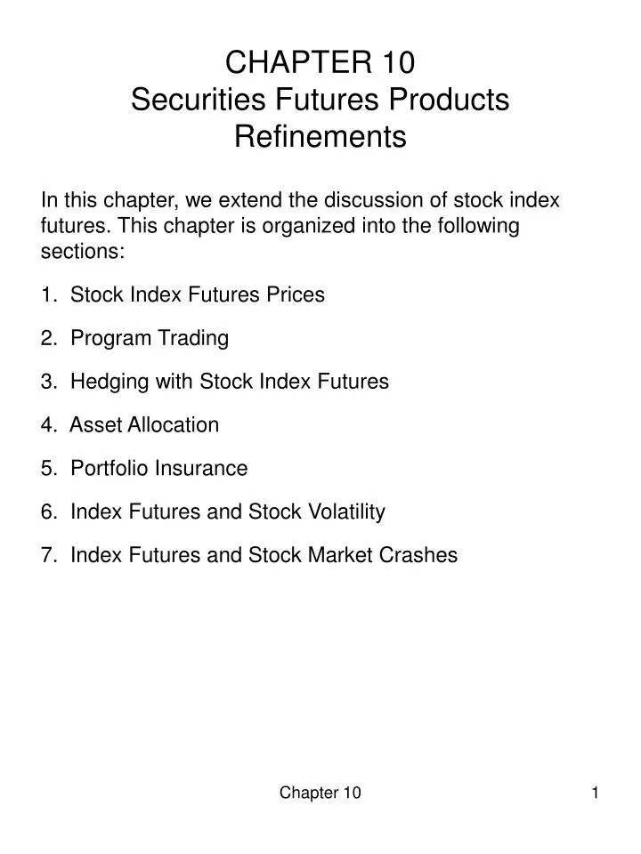 chapter 10 securities futures products refinements