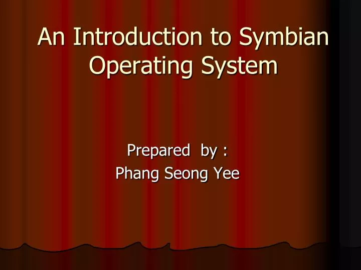 an introduction to symbian operating system