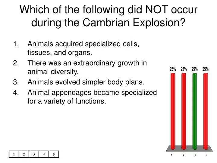 which of the following did not occur during the cambrian explosion