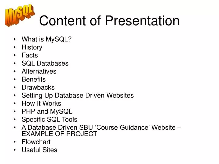 content of presentation