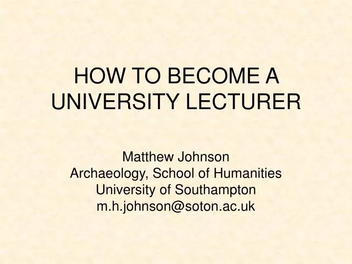 how to become a university lecturer