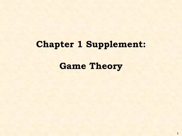 chapter 1 supplement game theory