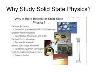 Why Study Solid State Physics?