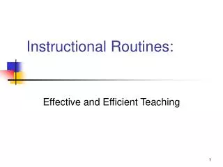 Instructional Routines: