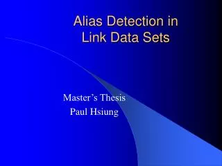 Alias Detection in Link Data Sets