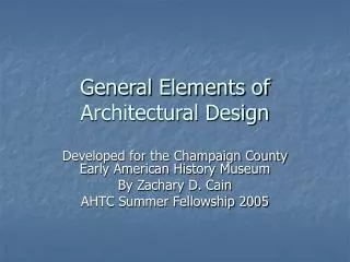 General Elements of Architectural Design