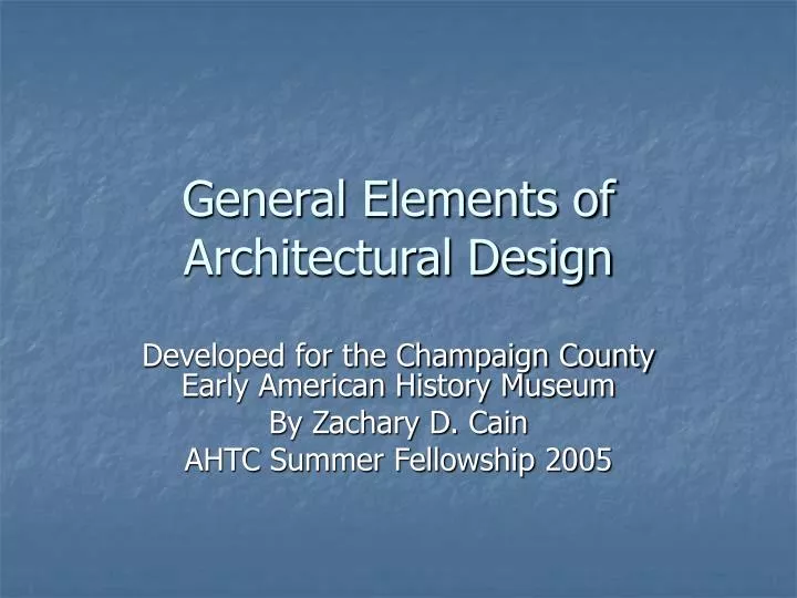 general elements of architectural design