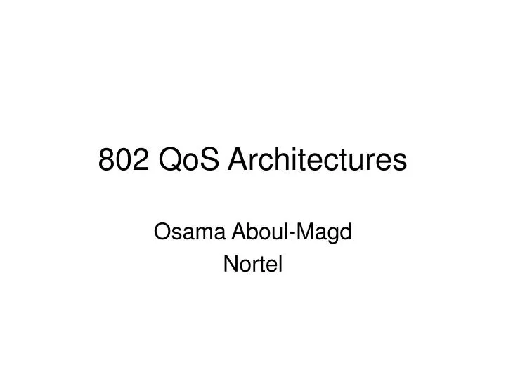 802 qos architectures
