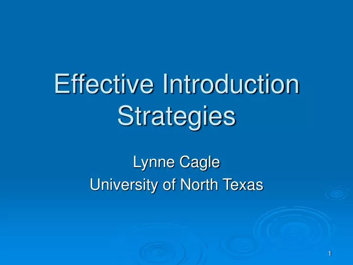 effective introduction strategies