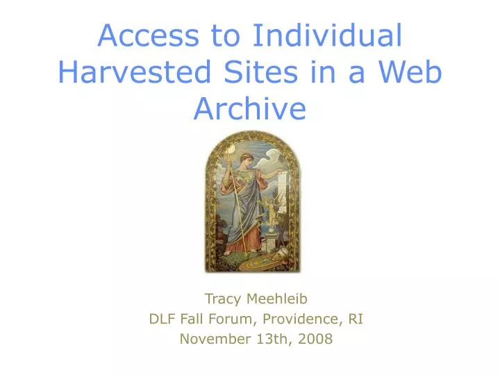 access to individual harvested sites in a web archive