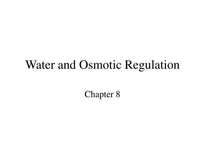 water and osmotic regulation