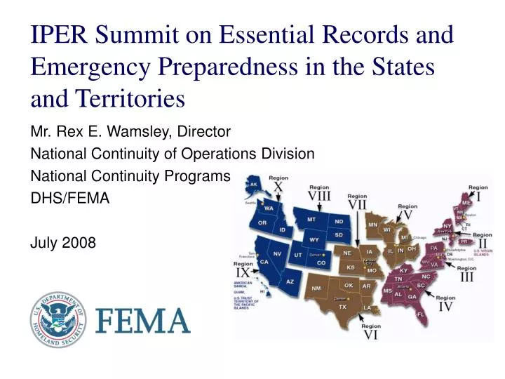 iper summit on essential records and emergency preparedness in the states and territories