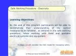 Safe Working Procedure - Electricity - slide 1