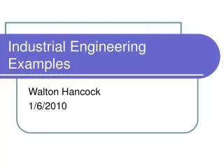 Industrial Engineering Examples