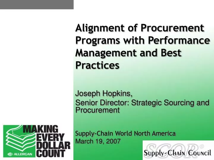 alignment of procurement programs with performance management and best practices