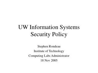 UW Information Systems Security Policy